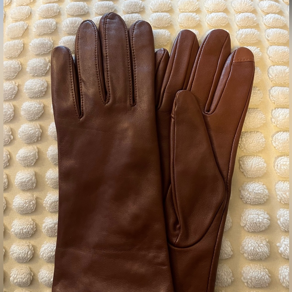 Lands End Women's EZ Touch Screen Cashmere Lined Leather Gloves